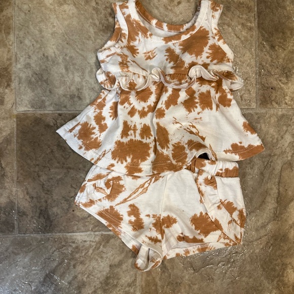 Grayson Mini Baby Girl Ruffle Tie Dye Boho Tank & Shorts Matching Set Newborn - Picture 5 of 9